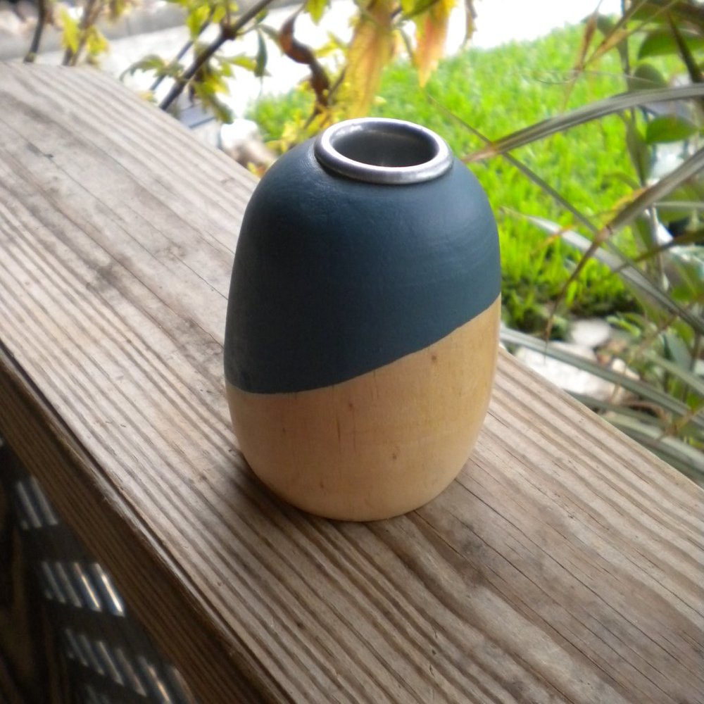 Zara Home Solid Wood Nautical blue Tapered candle holder